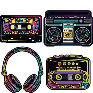 80’s party decorations, 80’s cutouts large cassette player cutouts headphones cutouts radio cutouts for 1970s party decoration 1980’s theme party decorating kit retro design (12 pieces)
