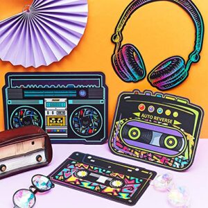 80's Party Decorations, 80's Cutouts Large Cassette Player Cutouts Headphones Cutouts Radio Cutouts for 1970s Party Decoration 1980's Theme Party Decorating Kit Retro Design (12 Pieces)