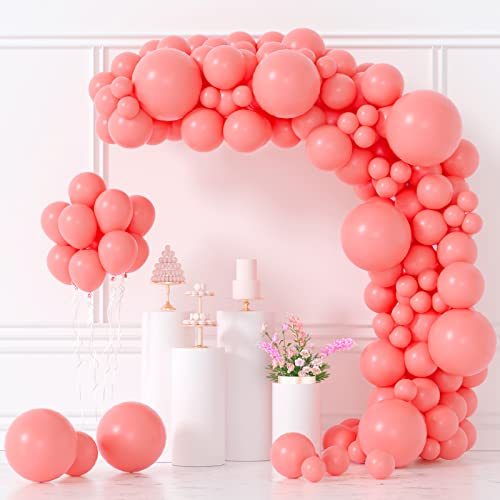 Coral Balloons Arch Kit 108 Pcs 18 12 10 5 inch Matte Coral Balloons with Balloon Strip for Coral Birthday Baby Shower Wedding Bridal Shower Decorations Peach Boho Party Supplies