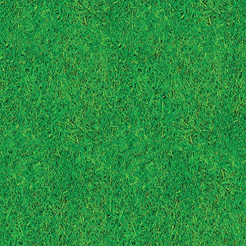 Beistle Disposable Plastic Grass Print Rectangular Tablecloth for Sports Football Theme Birthday Easter Party Supplies, 54"x108", green