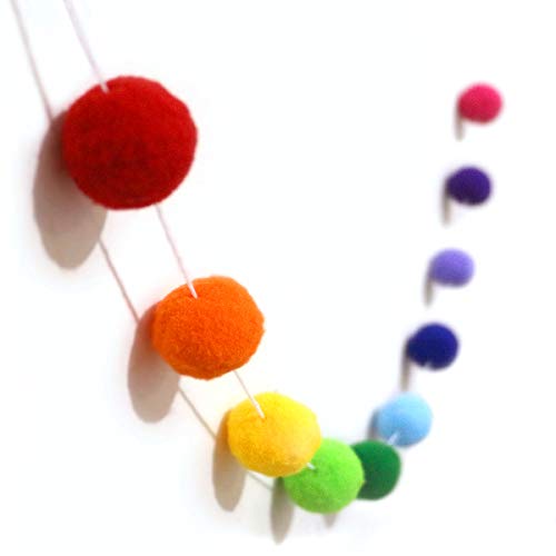 Binpeng Felt Ball 30mm 30 Balls Christmas Tassel Garland Pom Pom Ball String Ba 78in(2M ) (Colorful Felt Ball 30pcs)