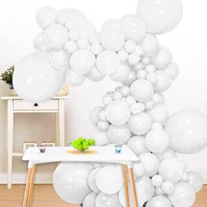 117pcs white balloons different sizes, 5 12 18 inch white balloon garland kit thickened latex, white balloon arch kit for kid’s birthday wedding party supplies.