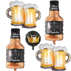 5 pcs whiskey bottle beer balloons crown balloons beer party decorations, for birthday party decorations beer festival birthday balloons for men,39 inch aluminum foil balloons cheers…