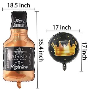 5 Pcs Whiskey Bottle Beer Balloons Crown Balloons Beer Party Decorations, For Birthday Party Decorations Beer Festival Birthday Balloons for Men,39 Inch Aluminum Foil Balloons Cheers…