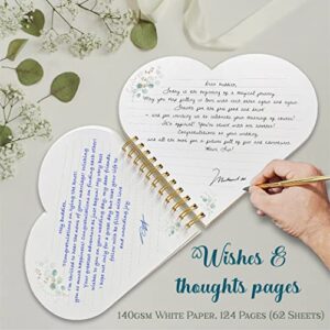 3 PCS Unique Heart Shape Wedding Guest Book, Guest Book Includes Metal Pen with Acrylic Pen Holder, Wedding Guest Book Alternative has 124 Pages, Guest Book Wedding Reception has a hardcover (Heart)