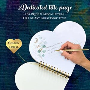 3 PCS Unique Heart Shape Wedding Guest Book, Guest Book Includes Metal Pen with Acrylic Pen Holder, Wedding Guest Book Alternative has 124 Pages, Guest Book Wedding Reception has a hardcover (Heart)