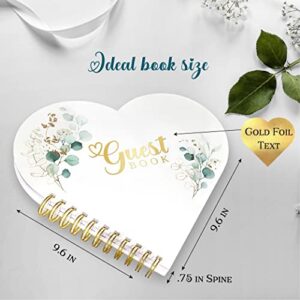 3 PCS Unique Heart Shape Wedding Guest Book, Guest Book Includes Metal Pen with Acrylic Pen Holder, Wedding Guest Book Alternative has 124 Pages, Guest Book Wedding Reception has a hardcover (Heart)