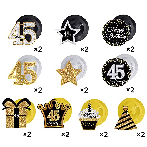 45th Birthday Party Decorations Birthday Party Hanging Swirls Ceiling Decorations Cards Cutouts 45th Shiny Foil Swirls Decorations for 45 Years Old Birthday Ornaments Party Supplies