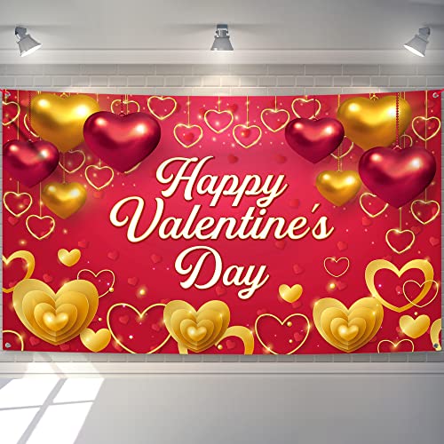 XtraLarge, Happy Valentines Day Banner - 72x44 Inch | Valentines Backdrops for Photography | Valentine Banner for Valentines Day Decoration | Happy Valentines Day Backdrop for Valentines Decorations