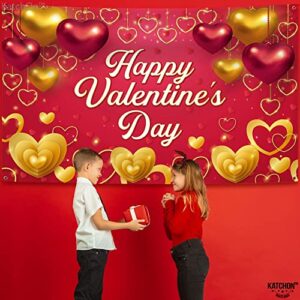 XtraLarge, Happy Valentines Day Banner - 72x44 Inch | Valentines Backdrops for Photography | Valentine Banner for Valentines Day Decoration | Happy Valentines Day Backdrop for Valentines Decorations