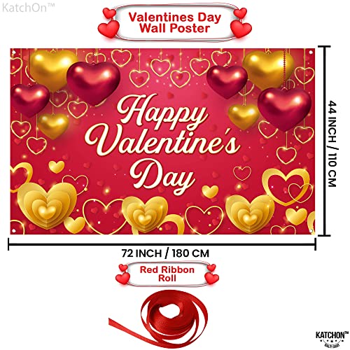 XtraLarge, Happy Valentines Day Banner - 72x44 Inch | Valentines Backdrops for Photography | Valentine Banner for Valentines Day Decoration | Happy Valentines Day Backdrop for Valentines Decorations