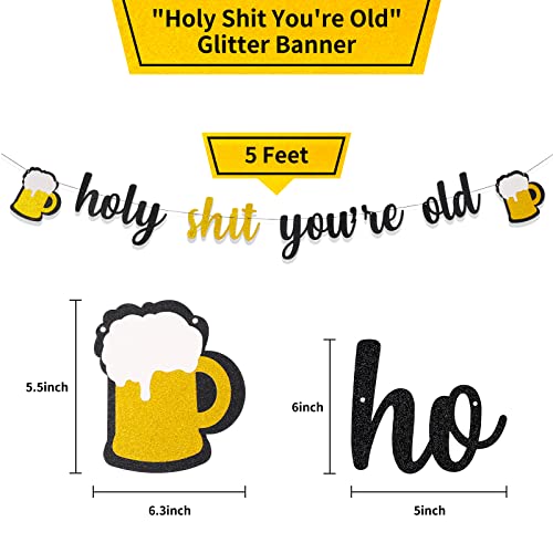 Birthday Decorations for Men, Holy You're Old Birthday Banner for Funny 40th 50th 60th 70th Birthday Party Decorations for Women