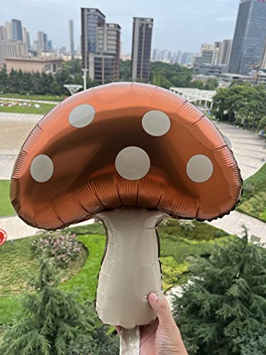 3PCS 31'' Brown Mushroom balloons. Mushroom decor- Alice in Wonderland theme party decoration, Mushroom birthday party supplier. baby shower, wedding, forest plant party decorations.