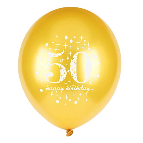 50th Birthday Balloons Black Gold Party Decorations Latex Gold Confetti Balloon for Women Men 50 Year Old Anniversary Theme Birthday Party Supplies 15 Pack 12 Inch (50th Birthday Decorations)