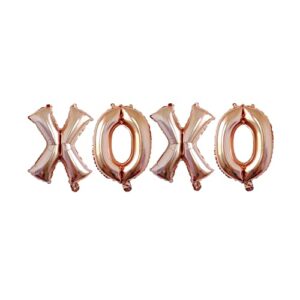 Dzrige 16 Inch XOXO Balloons,Valentine's Day Mylar Foil Letter Balloons for Valentine Party Wedding Bridal Showers Engagement Anniversary Decor Supplies (Rose Gold)