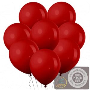 afterloon biodegradable balloons red 12 inch 24 pack, solid color thickened extra strong latex helium float, multicolor colorful bulk color ballon baloon globos para decoration de fiestas kids