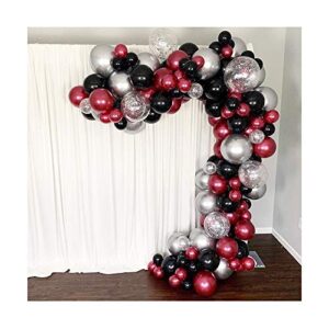 SHIMMER & CONFETTI 16ft Premium Burgundy, Black, Silver Balloon Arch Garland Kit - Graduation Balloon Arch Kit 2022 - Party Decoration for Bridal and Baby Shower, Wedding, Birthday, Gender Reveal