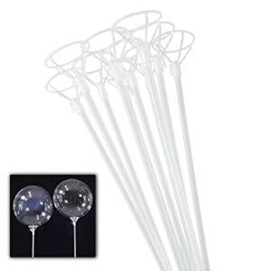 Balloon Sticks 10 Pcs 27.5 Inch Length Plastic Balloon Holder With Connector For Led Transparent Balloons Clear Bobo Balloon