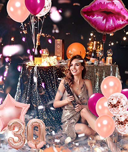 30th Birthday Decorations for Women Rose Gold Dirty 30 Balloons Dirty Thirty Sash for Her 30 Years Old Party Supplies