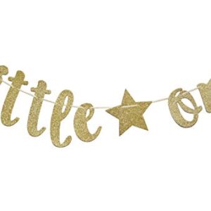 Welcome Little One Glitter Gold Banner, Baby Shower, Gender Reveal Party , Glitter Party Decor (Gold)