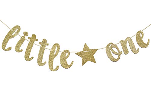 Welcome Little One Glitter Gold Banner, Baby Shower, Gender Reveal Party , Glitter Party Decor (Gold)