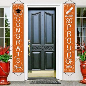 we are so proud of you banner decoration set graduation porch sign congrats banner hanging decoration for indoor/outdoor graduation decoration graduation party grad party decorations (orange)