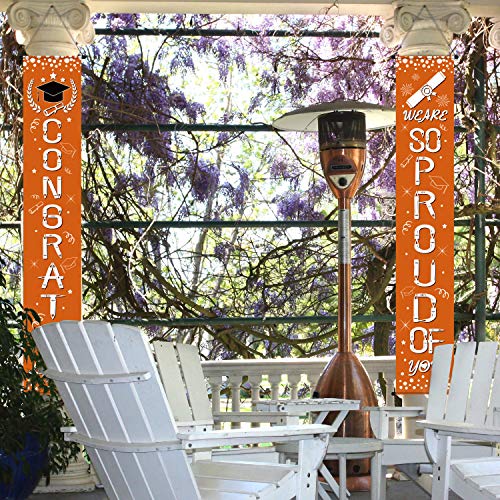 WE are SO Proud of You Banner Decoration Set Graduation Porch Sign Congrats Banner Hanging Decoration for Indoor/Outdoor Graduation Decoration Graduation Party Grad Party Decorations (Orange)