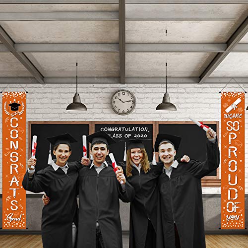 WE are SO Proud of You Banner Decoration Set Graduation Porch Sign Congrats Banner Hanging Decoration for Indoor/Outdoor Graduation Decoration Graduation Party Grad Party Decorations (Orange)