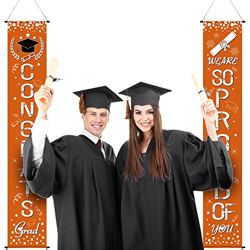 WE are SO Proud of You Banner Decoration Set Graduation Porch Sign Congrats Banner Hanging Decoration for Indoor/Outdoor Graduation Decoration Graduation Party Grad Party Decorations (Orange)