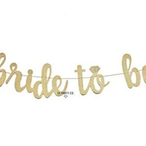 CC Party Co. Bride to Be Gold Glitter Banner with Diamond Ring Detail | bachelorette party | bridal shower | engagement party | wedding shower | hen party | decorative sign