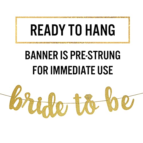 CC Party Co. Bride to Be Gold Glitter Banner with Diamond Ring Detail | bachelorette party | bridal shower | engagement party | wedding shower | hen party | decorative sign