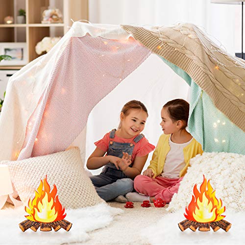 6 Set Artificial Fire Fake Flame Paper 3D Campfire Centerpiece Cardboard Flame Torch for Campfire Party Decoration, 12 Inch Tall