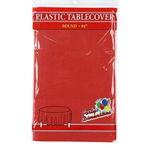 red round plastic tablecloth – 4 pack – premium quality disposable party table covers for parties and events – 84” – by party dimensions