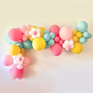 DIY Daisy Balloon Garland,147PCS Daisy Balloon Arch Kit, Retro Hippie Boho Macaron Pastel Balloons Garland for Baby Shower Bridal Wedding Daisy Birthday Party Decorations