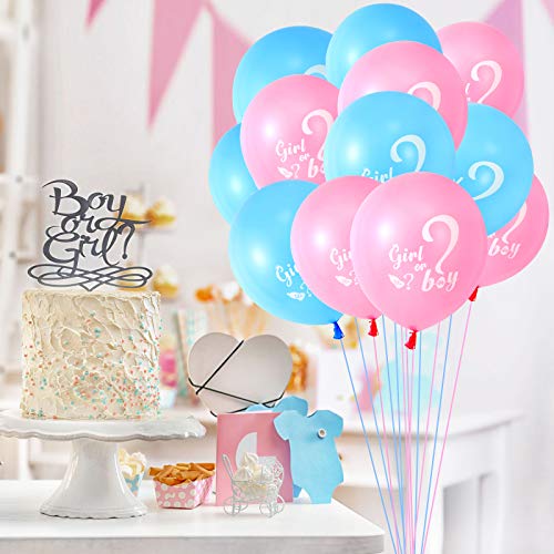 30 Pcs Gender Reveal Balloons Girl or Boy Latex Balloon 12 Inches Pink Blue Party Balloon for Gender Reveal Baby Shower Themed Decorations