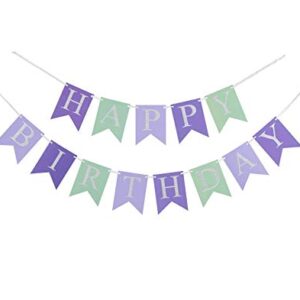 Glitter Mermaid Under The Sea Happy Birthday Banner Baby Girl Boy Birthday Party Decoration