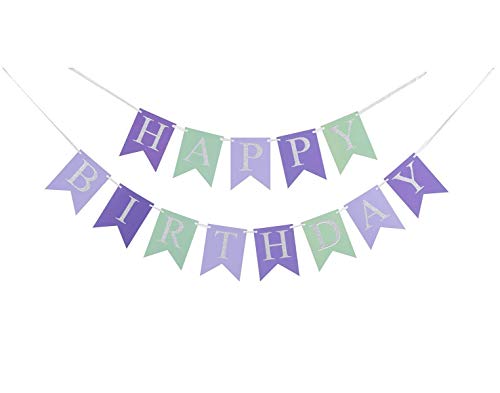 Glitter Mermaid Under The Sea Happy Birthday Banner Baby Girl Boy Birthday Party Decoration