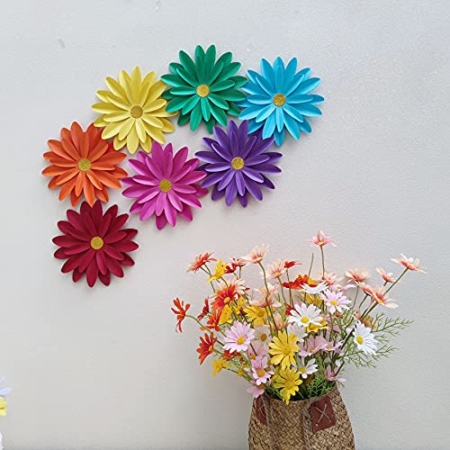 Mybbshower Rainbow Paper Daisy Flower for Tea Party Garden Party Decor Wedding Photo Backdrop Birthday Nursery Wall Sunflowers 8 inch