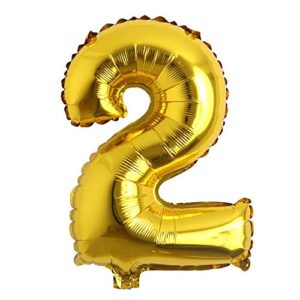 16″ inch single gold alphabet letter number balloons aluminum hanging foil film balloon wedding birthday party decoration banner air mylar balloons (16 inch gold 2)