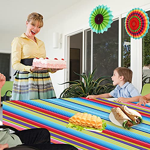 OuMuaMua 4 Pack Mexican Fiesta Party Decorations Tablecovers, 54 x 108 Inches Large Plastic Tablecloth for Cinco De Mayo Taco Birthday Fiesta Bachelorette Party Decorations