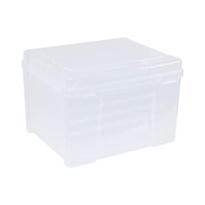 CraftyBook All Occasion Card Storage Box - Clear Plastic Organizer Assorted Card Box with 6 Adjustable Dividers