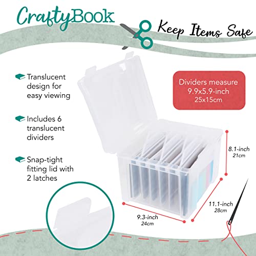 CraftyBook All Occasion Card Storage Box - Clear Plastic Organizer Assorted Card Box with 6 Adjustable Dividers