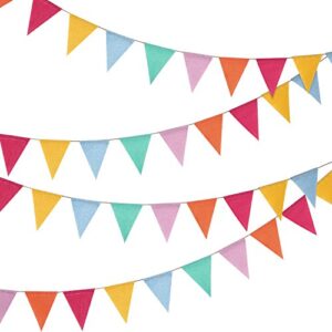 24 pieces colorful pennant flags banner imitated burlap bunting banner pastel decor fabric triangle flag for party decoration(15.7 feet)