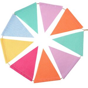 24 Pieces Colorful Pennant Flags Banner Imitated Burlap Bunting Banner Pastel Decor Fabric Triangle Flag for Party Decoration(15.7 Feet)