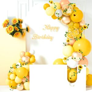 TUPARKA 118 Pack Sunflower Balloon Garland Arch Kit 18 12 10 5 inches Yellow Gold White Balloons with Sunflower Vine Sunflower Baby Shower Decorations for Girl Boy Bee Birthday Wedding Party Supplies