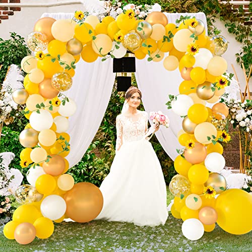 TUPARKA 118 Pack Sunflower Balloon Garland Arch Kit 18 12 10 5 inches Yellow Gold White Balloons with Sunflower Vine Sunflower Baby Shower Decorations for Girl Boy Bee Birthday Wedding Party Supplies