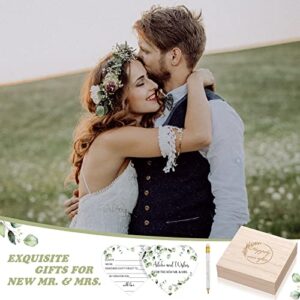 Wedding Card Boxes for Reception 50 Pcs Wedding Advice Cards for Bridal Shower and 10 Pcs Pencils Gift Wooden Wedding Memory Box Rustic Wedding Card Holder Box Advice and Wishes for Mr and Mrs