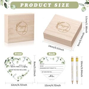 Wedding Card Boxes for Reception 50 Pcs Wedding Advice Cards for Bridal Shower and 10 Pcs Pencils Gift Wooden Wedding Memory Box Rustic Wedding Card Holder Box Advice and Wishes for Mr and Mrs