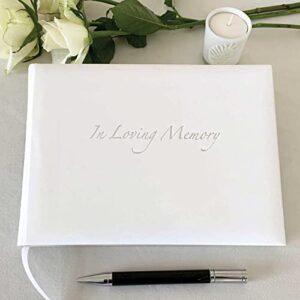 in Loving Memory Funeral Guest Book - Informal Lined Inner Page Format - Boxed - White - Size: 8.9" x 6.7"