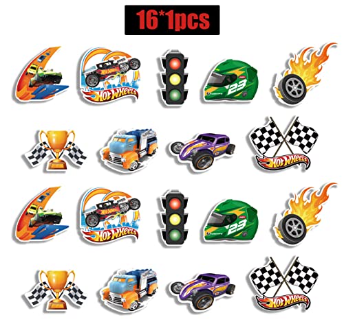 36Pcs Hot Race Car Party Hanging Swirls Decorations, Checkered Flags Racing Themed Foil Ceiling Swirl Whirl for Kids Boys Men Race Fans Birthday Party Supplies